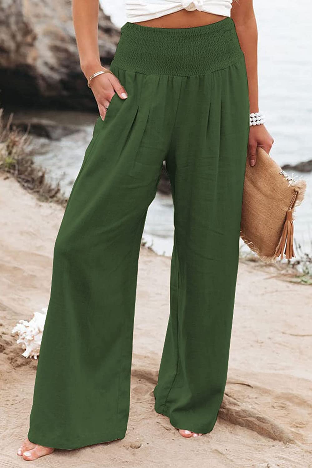 Weitgeschnittene Hose mit hohem Bund
