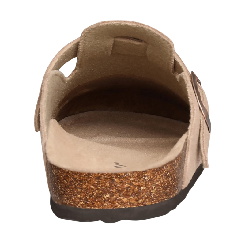 Damen Pantolette – Wildleder, Offene Ferse, Verstellbarer Riemen, Korkfußbett-82019-06b2bdc7-662a-4d59-94d1-bccbae961390
