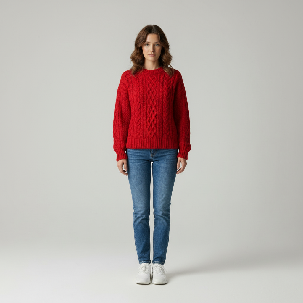 Zeitloser Zopfstrickpullover Aviána in Hochwertiger Wolle