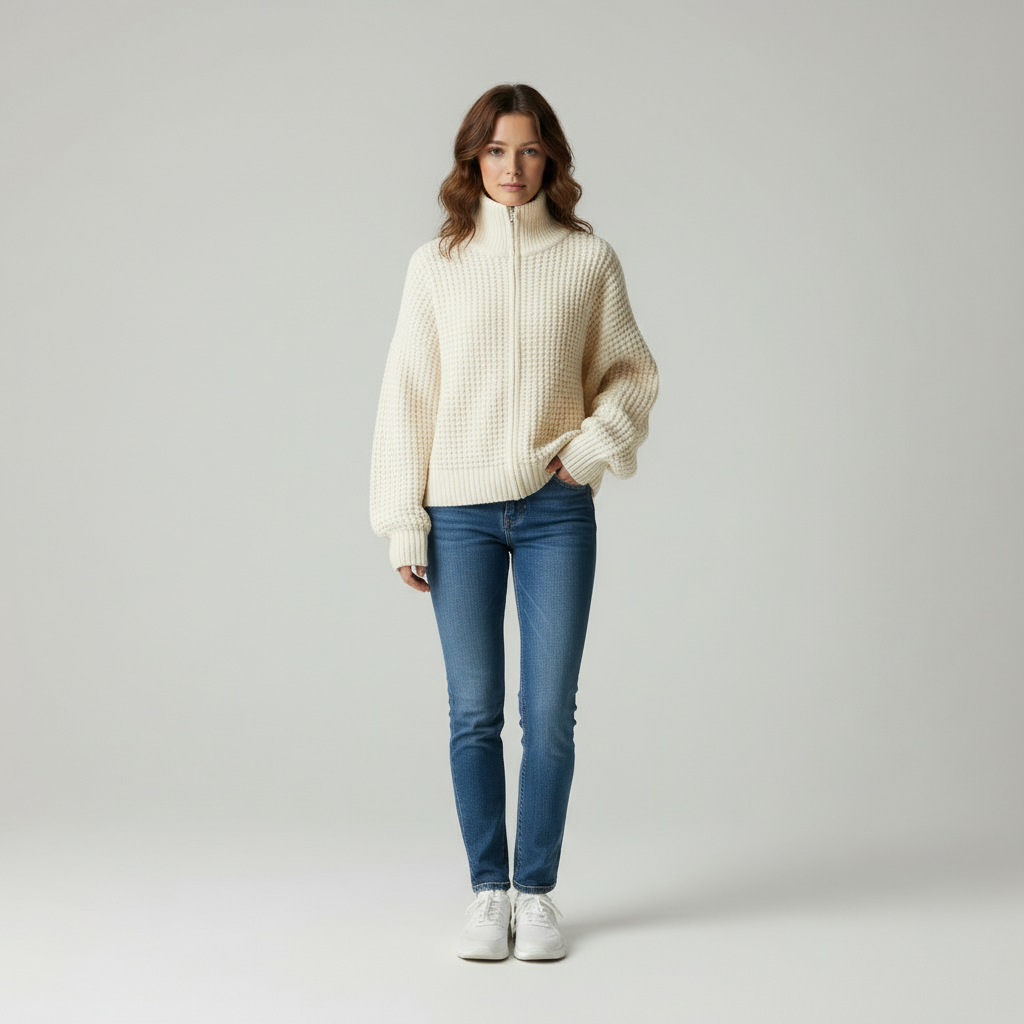 Zeitloser Strickpullover mit Stehkragen