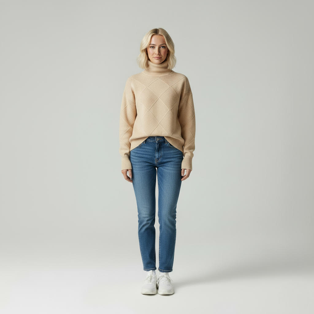 Isabelle Zeitloser Stehkragenpullover mit Struktur