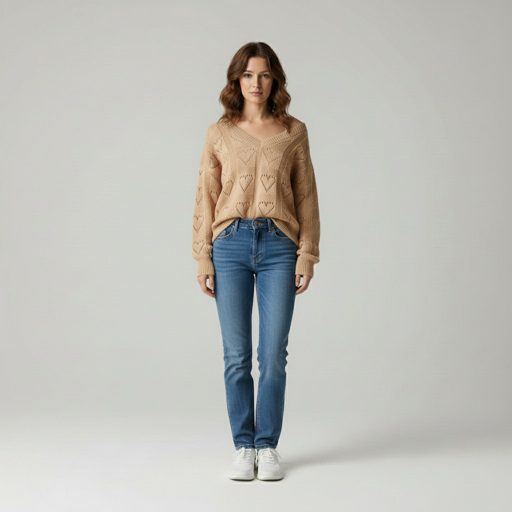 Zeitloser Strickpullover mit Herz-Struktur