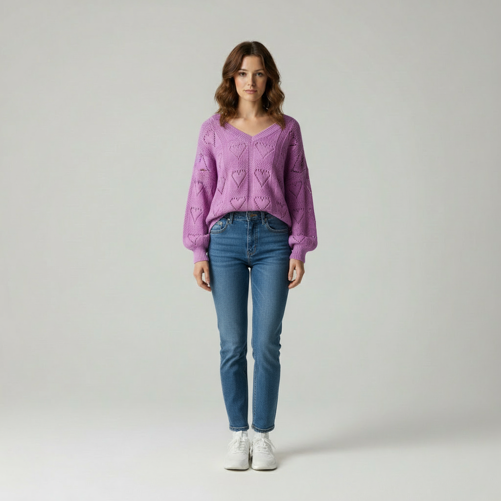 Zeitloser Strickpullover mit Herz-Struktur