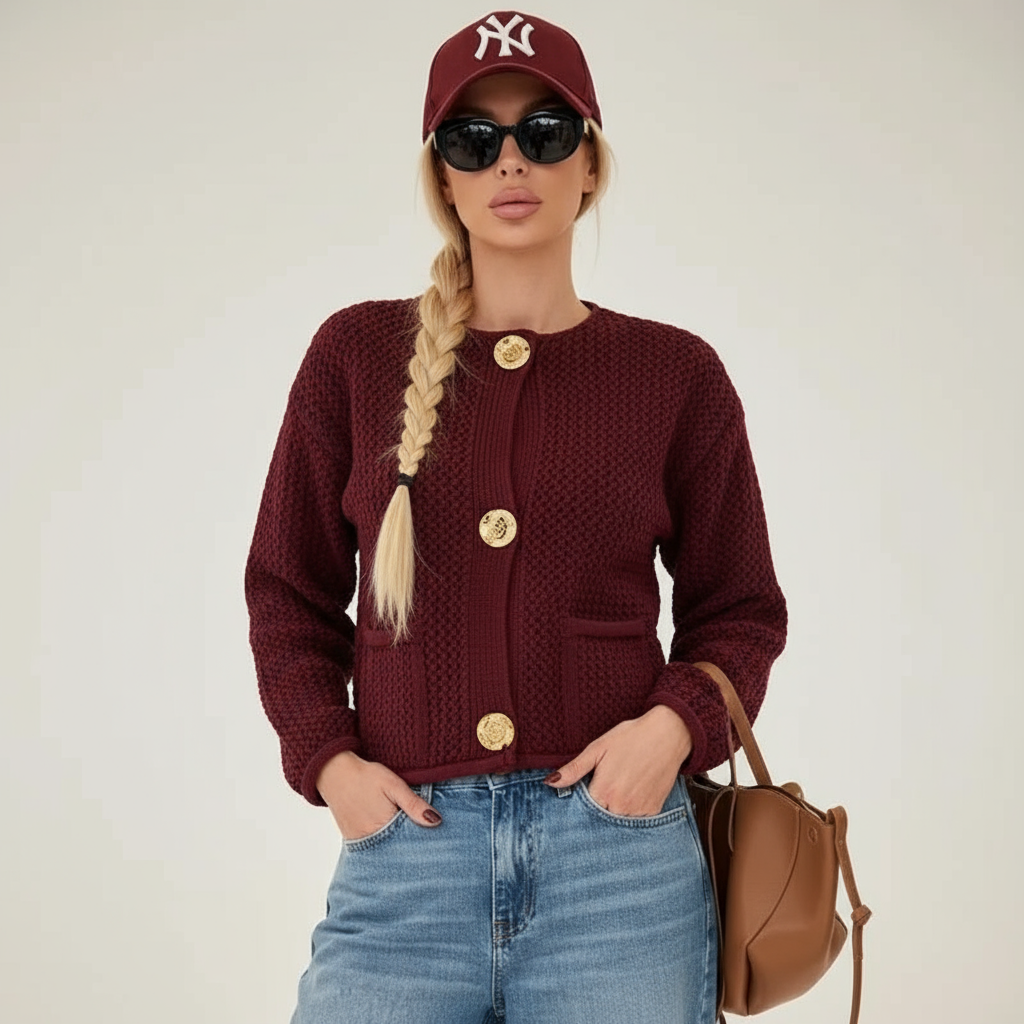 Hagar Zeitlose Struktur Strickjacke