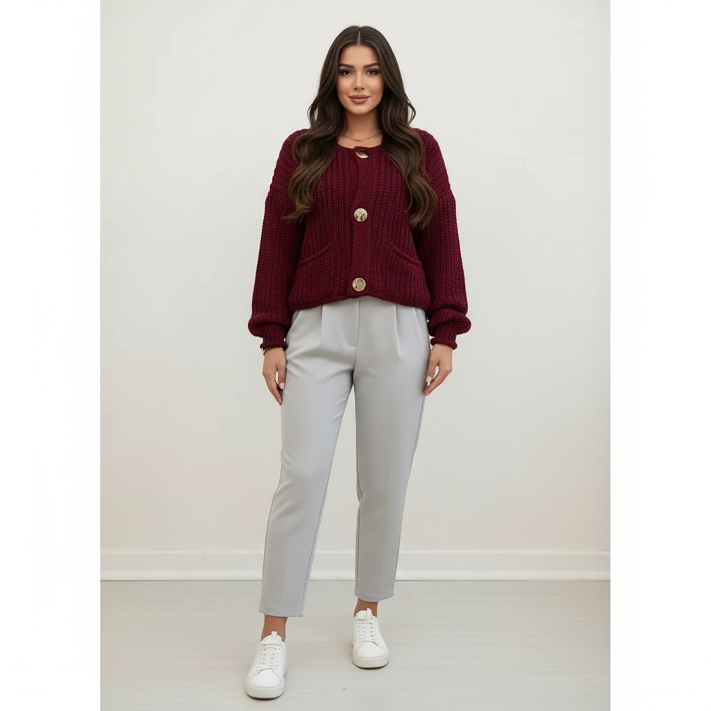 Hagar Zeitlose Struktur Strickjacke