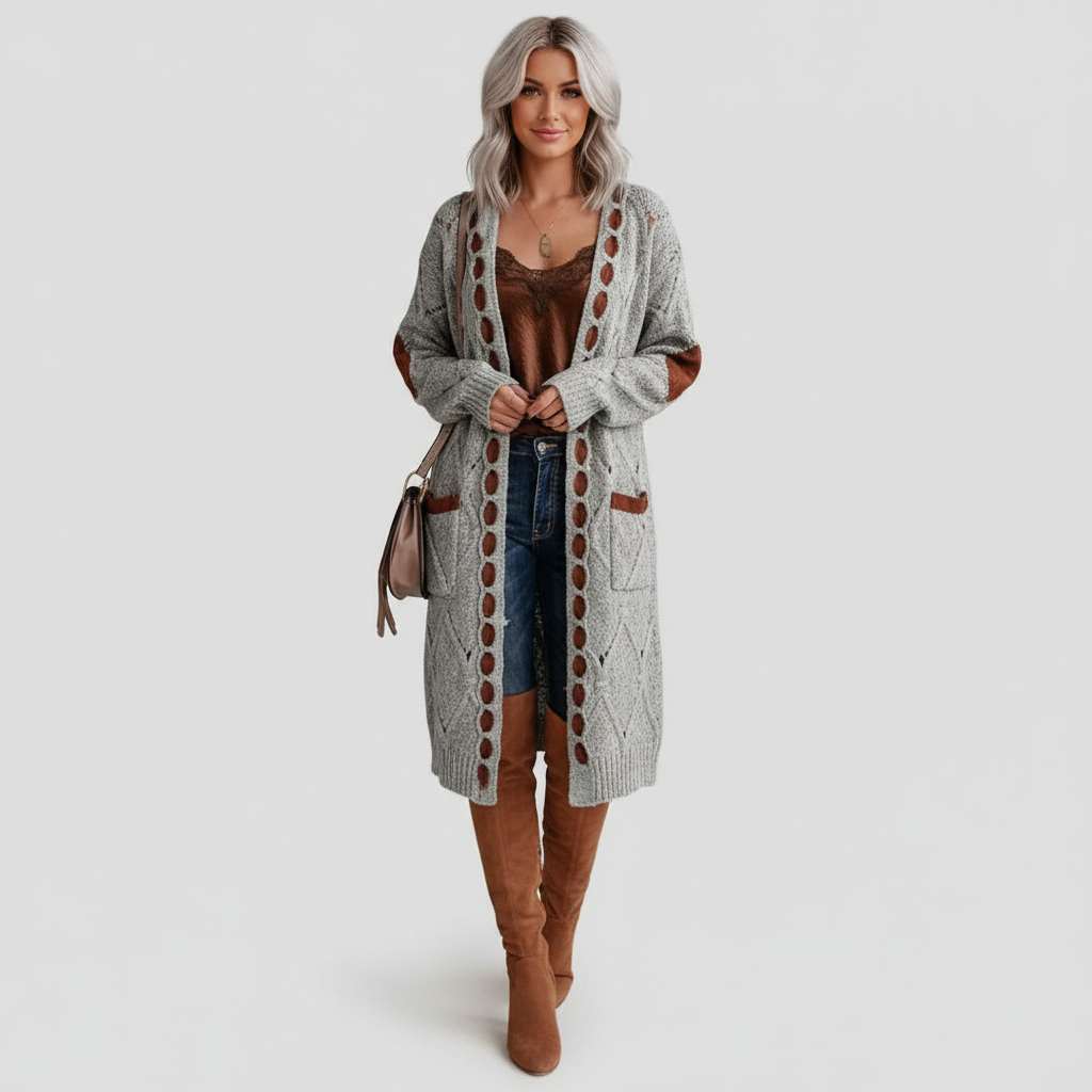 Lilika Zeitloser Strick-Cardigan mit Patches