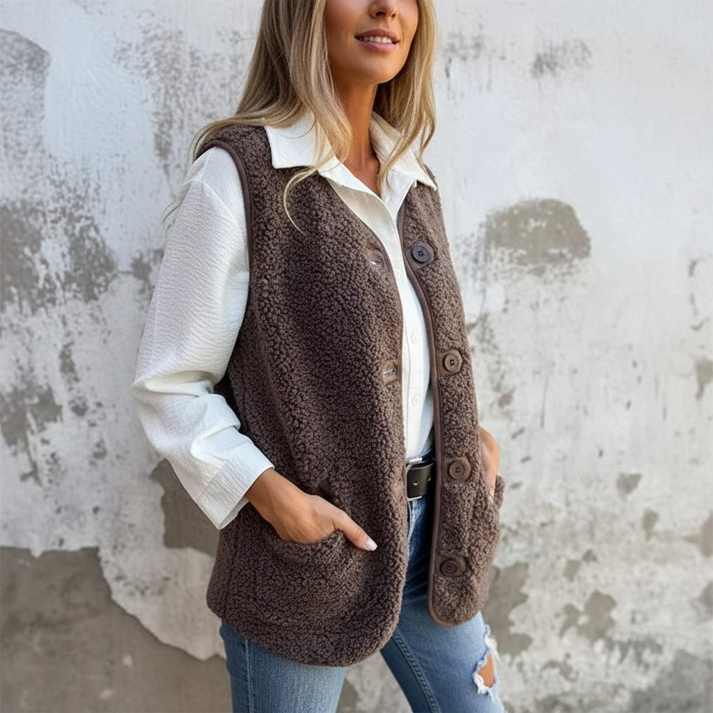 Zeitlose Teddy-Weste Larue für Damen