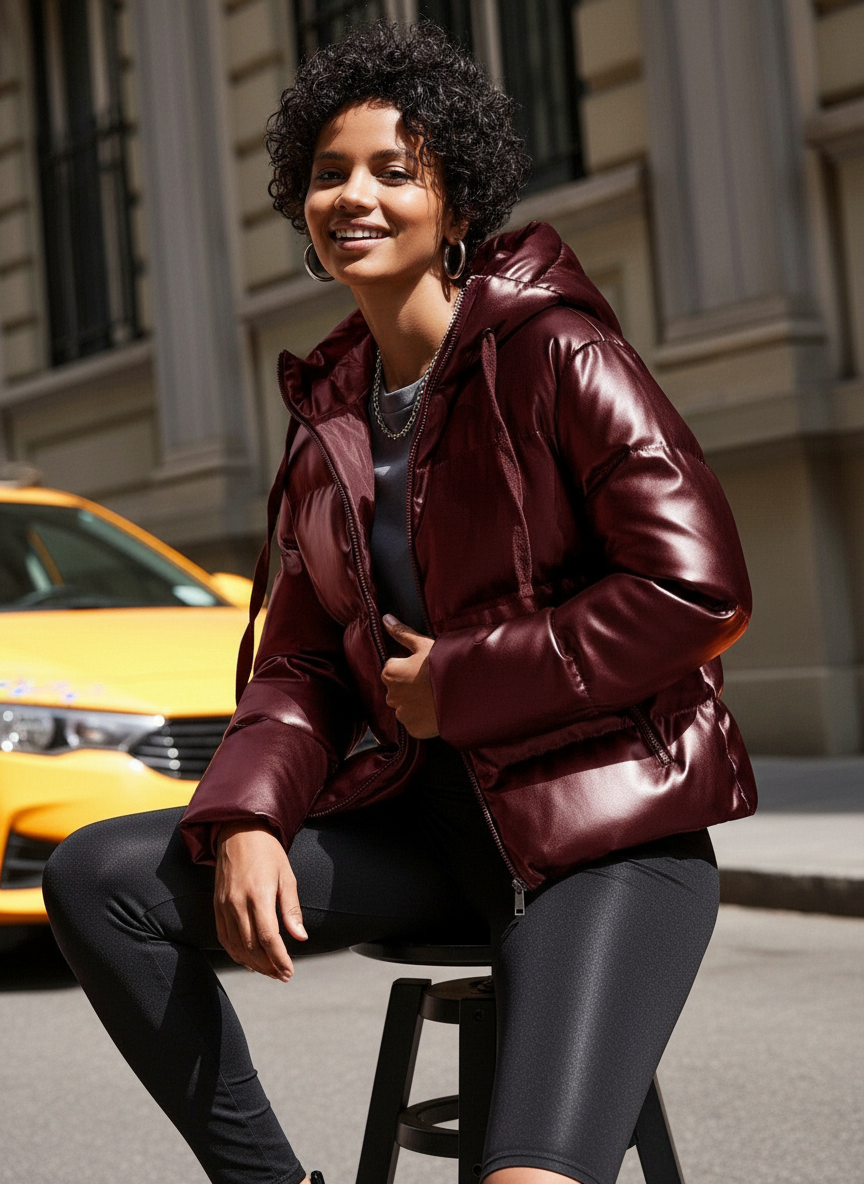 Isabelle Zeitlose Lederoptik Pufferjacke