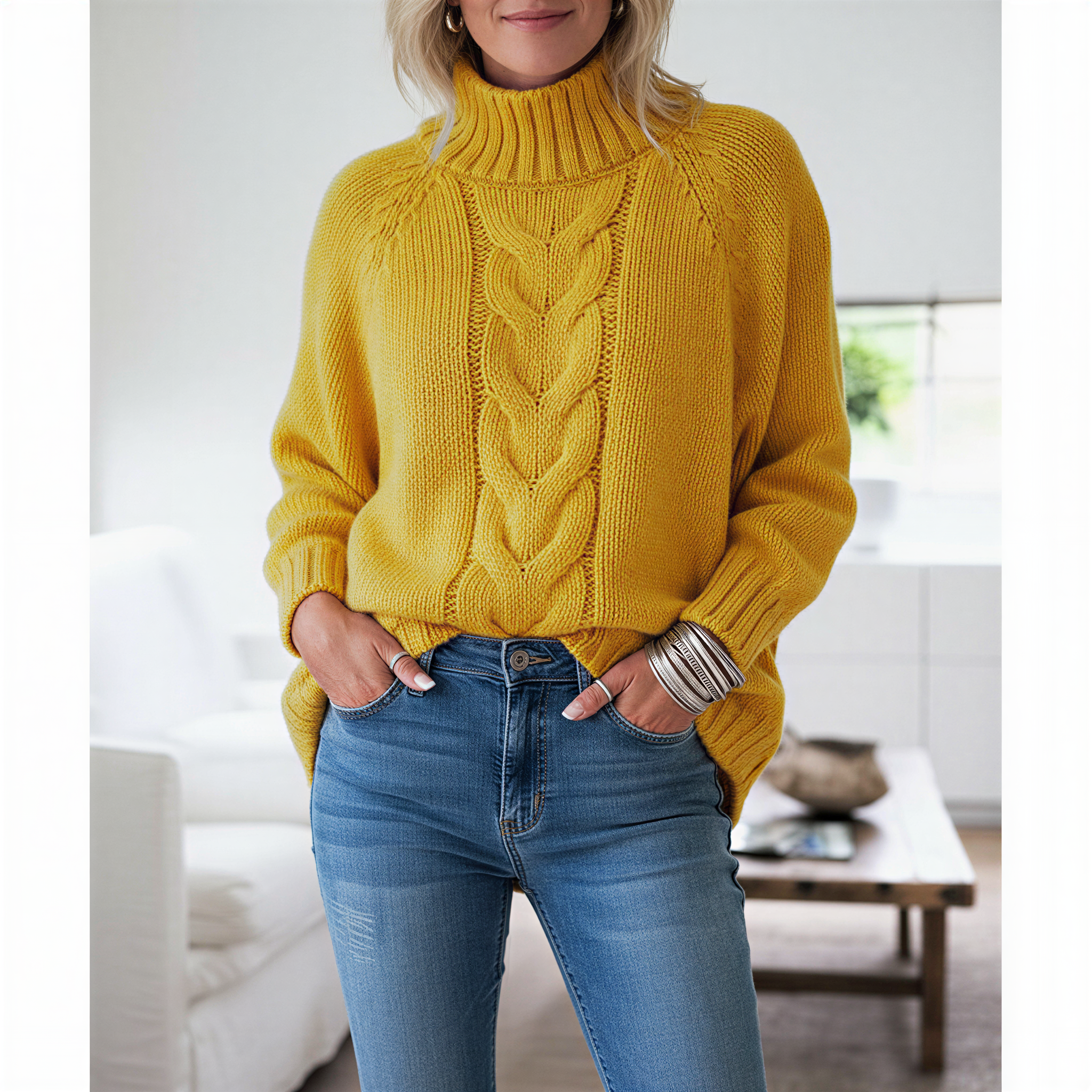 Kyra Zeitloser Zopfstrick Rollkragenpullover