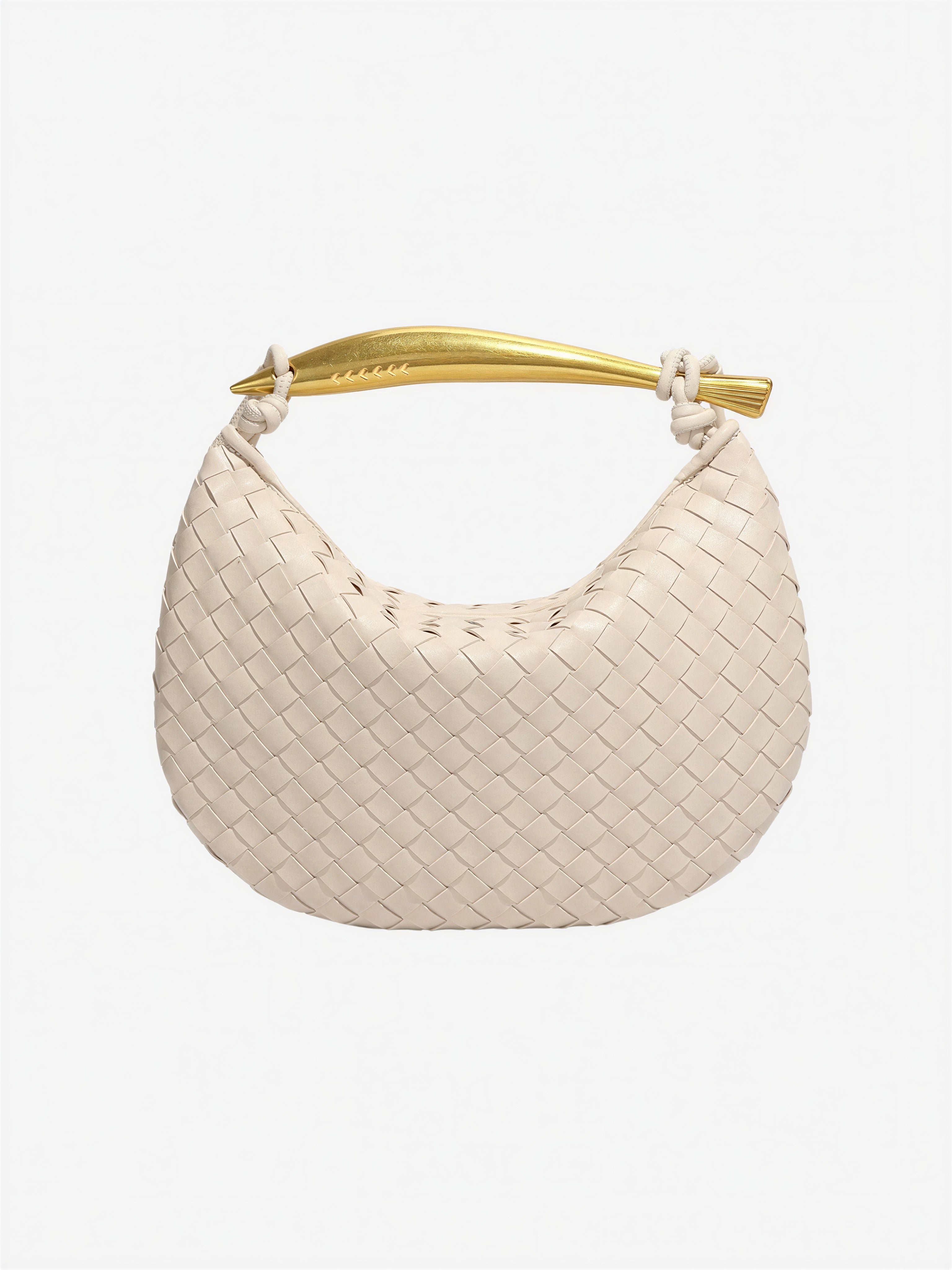 Mondförmige Ledertasche | Gewebte Textur | Abendmode