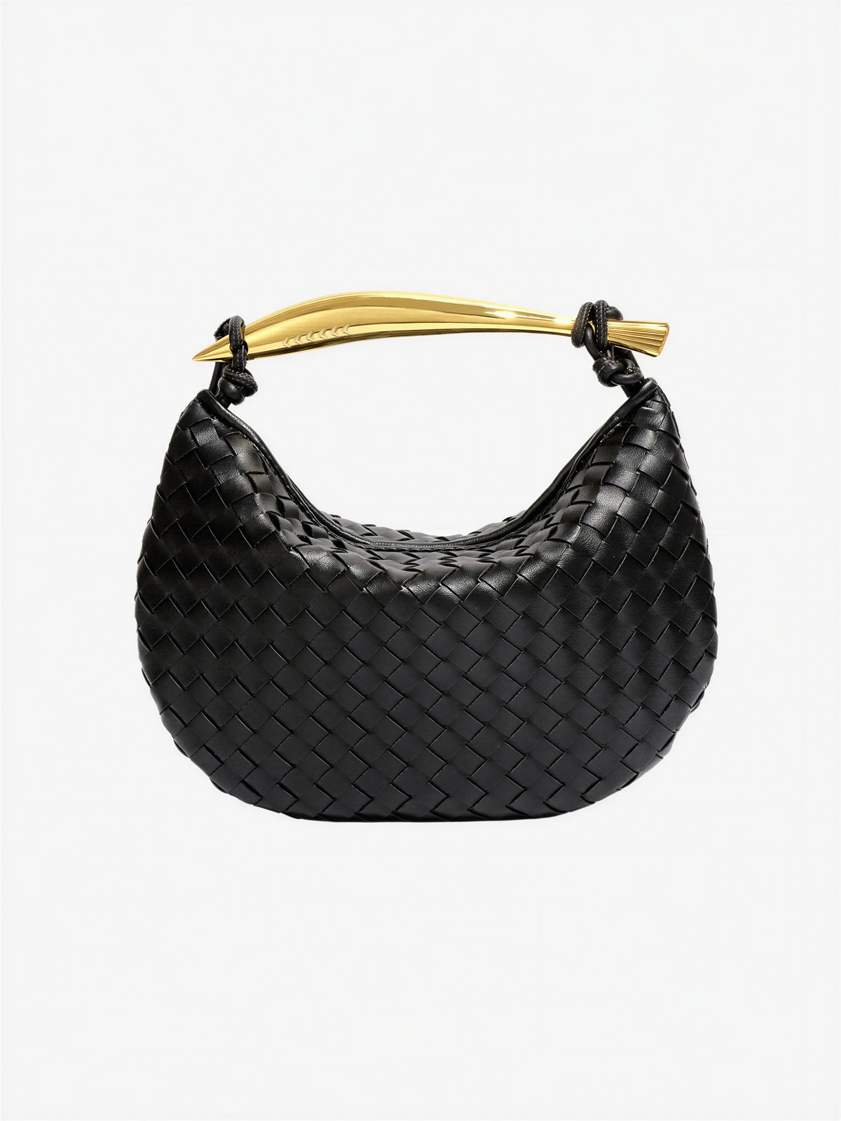 Mondförmige Ledertasche | Gewebte Textur | Abendmode