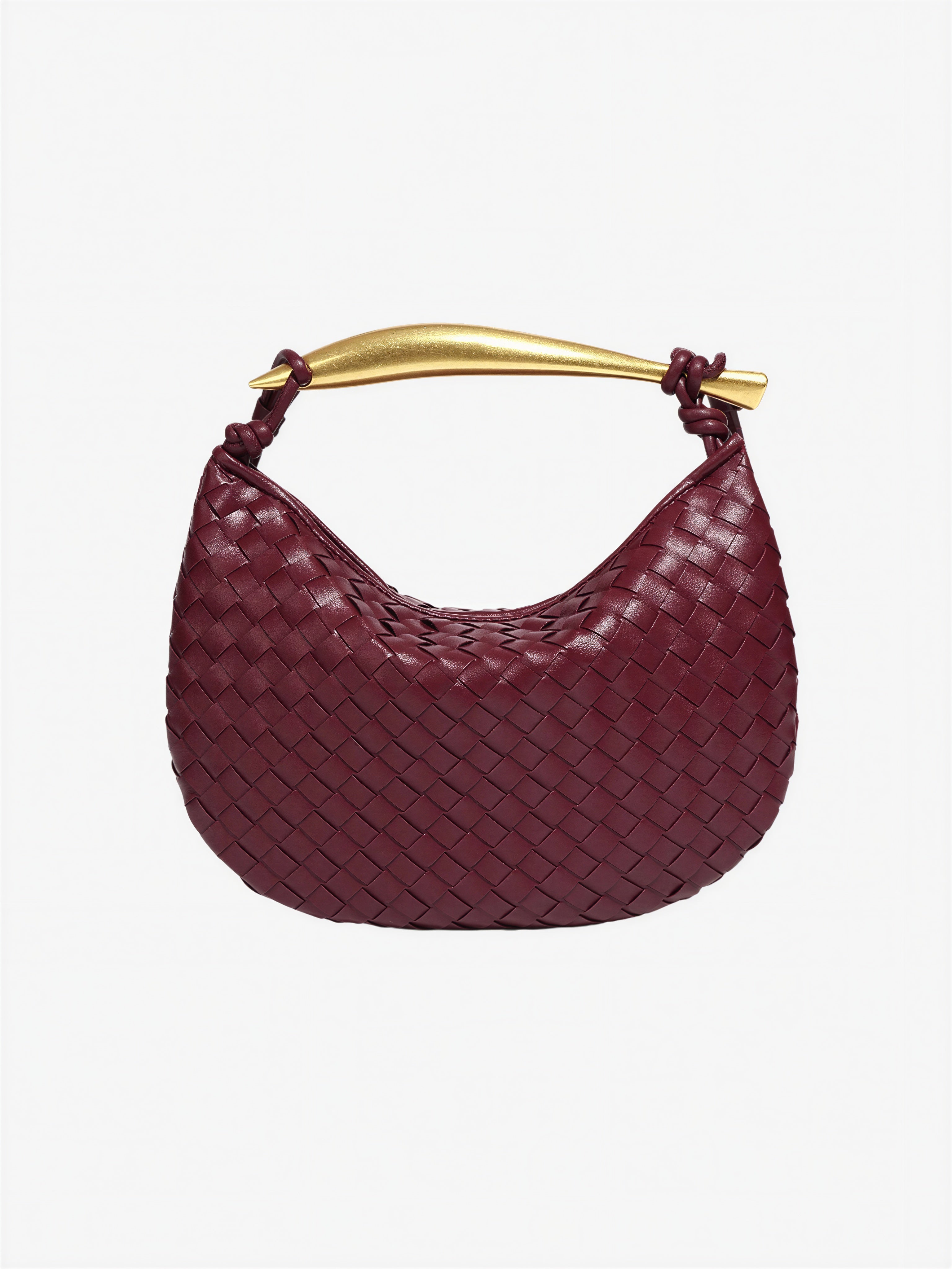Mondförmige Ledertasche | Gewebte Textur | Abendmode