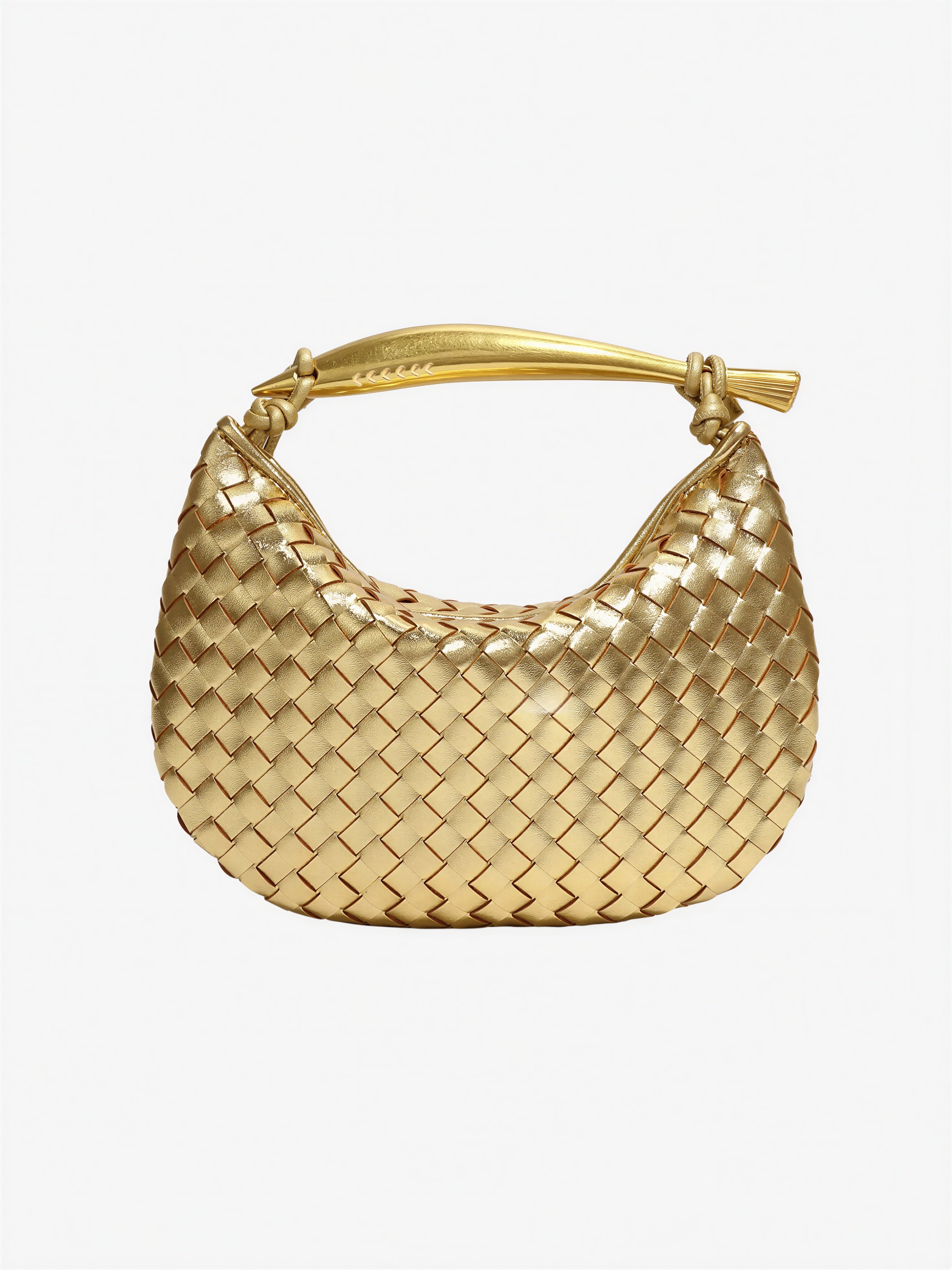 Mondförmige Ledertasche | Gewebte Textur | Abendmode