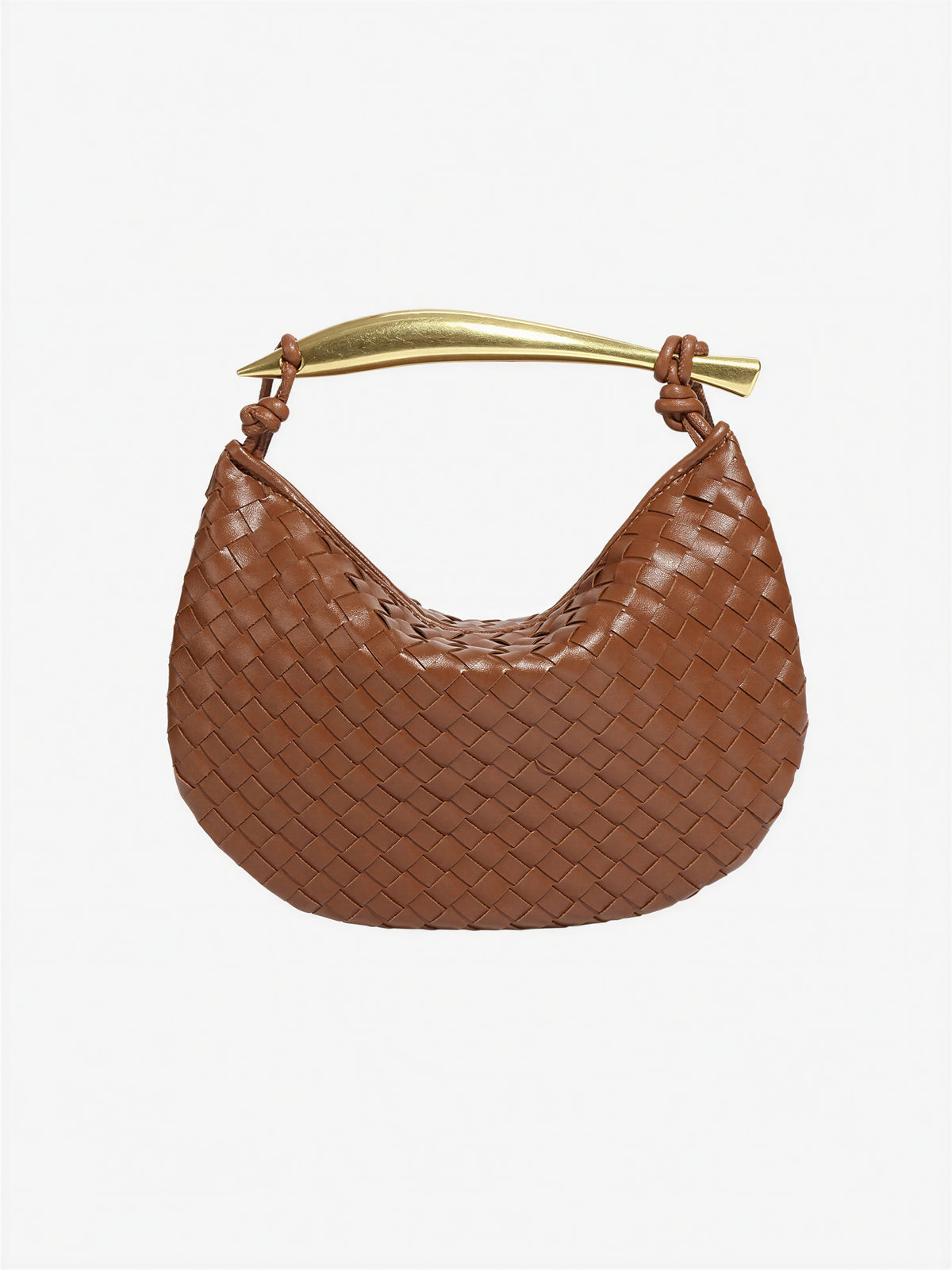 Mondförmige Ledertasche | Gewebte Textur | Abendmode