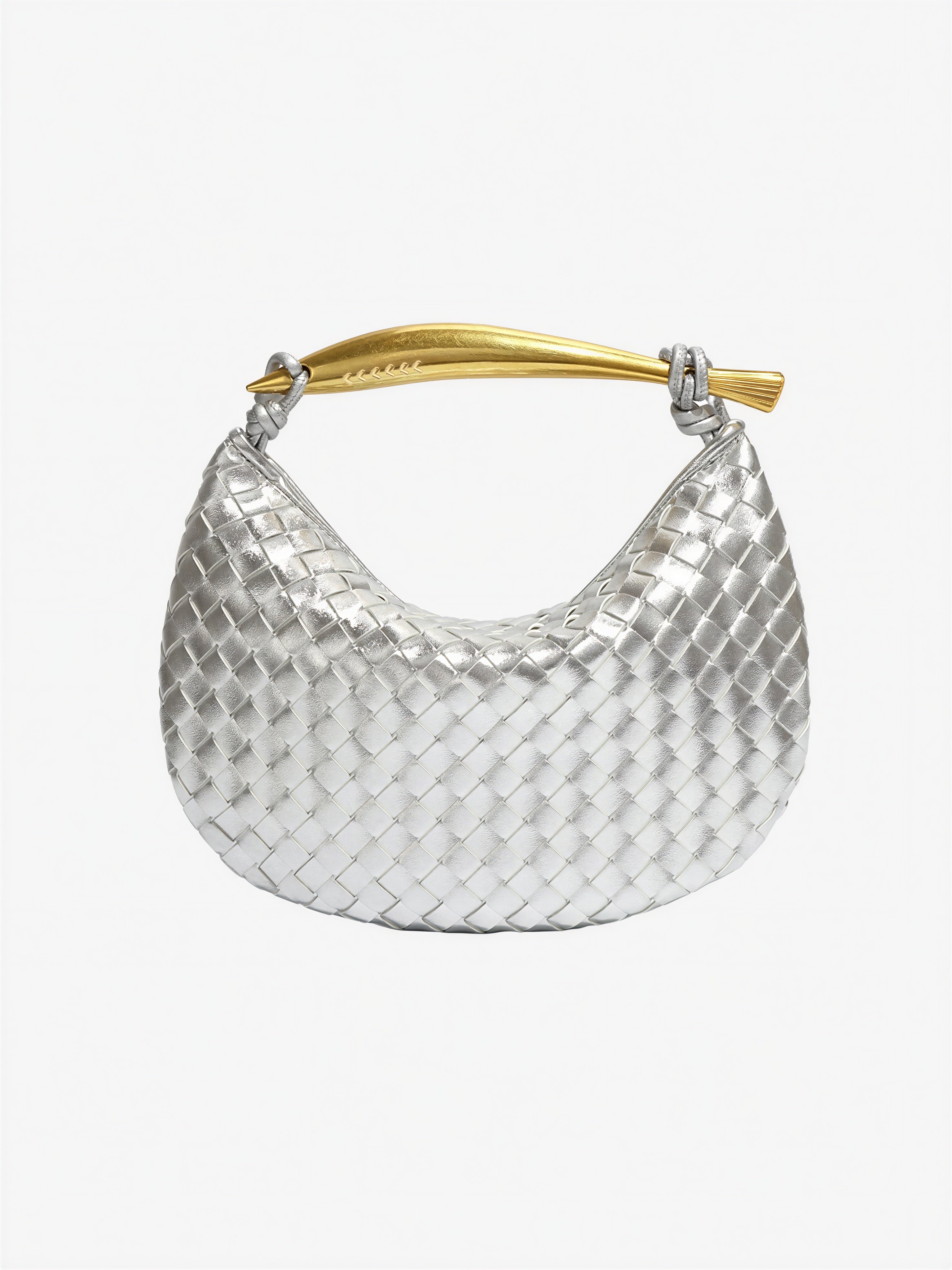 Mondförmige Ledertasche | Gewebte Textur | Abendmode