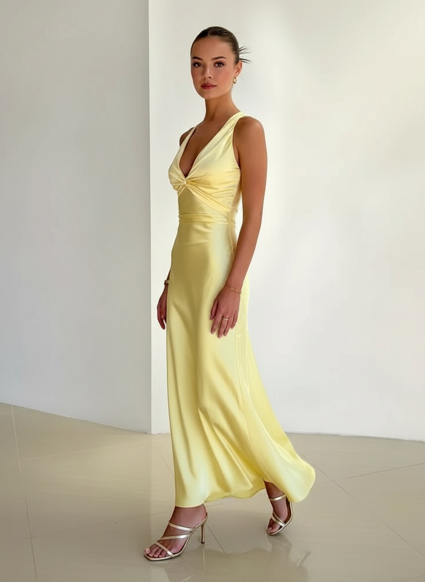 Maxikleid | Kreuzträger & Taillen-Schleife | Sommer