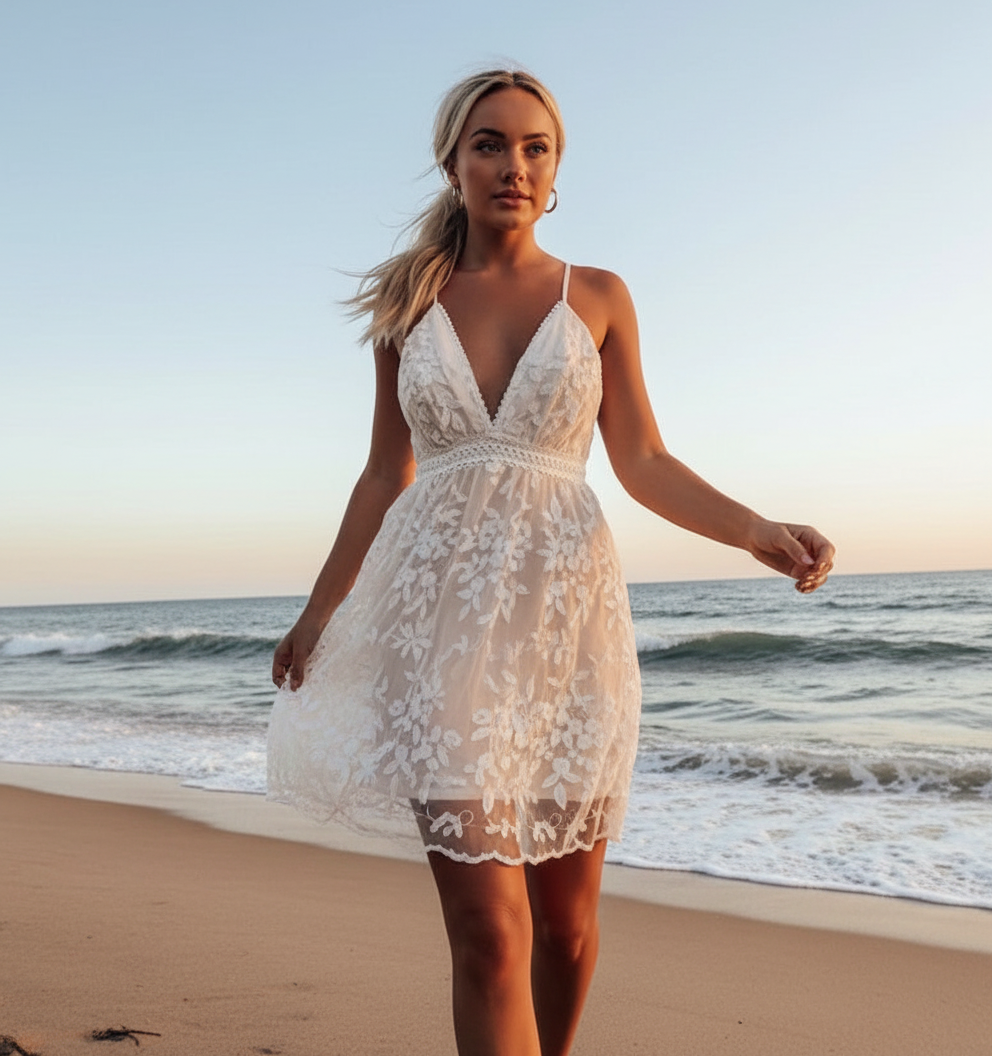 Kleid | Florale Spitzenstickerei | Sommer