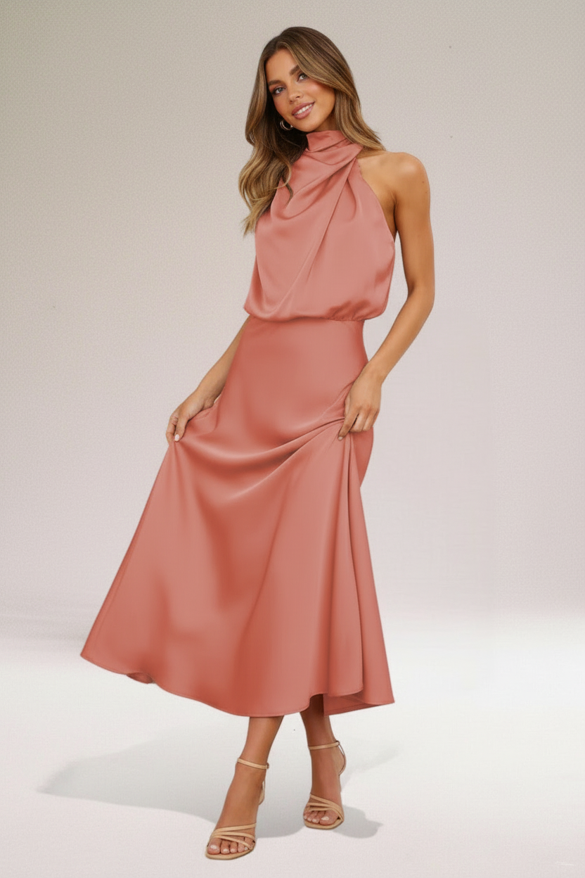 Kleid | Asymmetrischer drapierter Ausschnitt | Ganzjährig