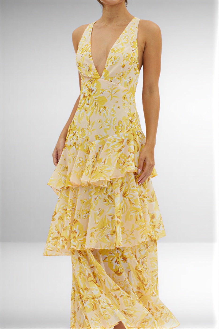 Kleid | Rüschensaum & V‑Ausschnitt | Sommer/Frühling