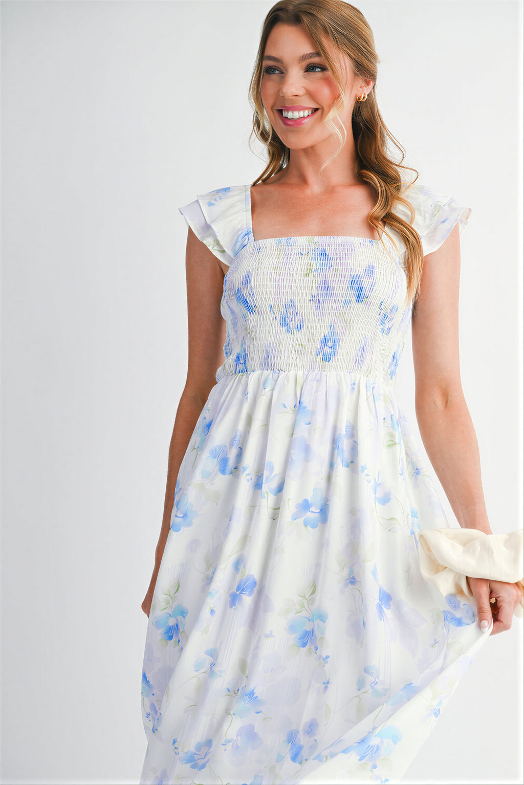 Kleid | Gestepptes Oberteil und Blumenmuster | Frühling/Sommer