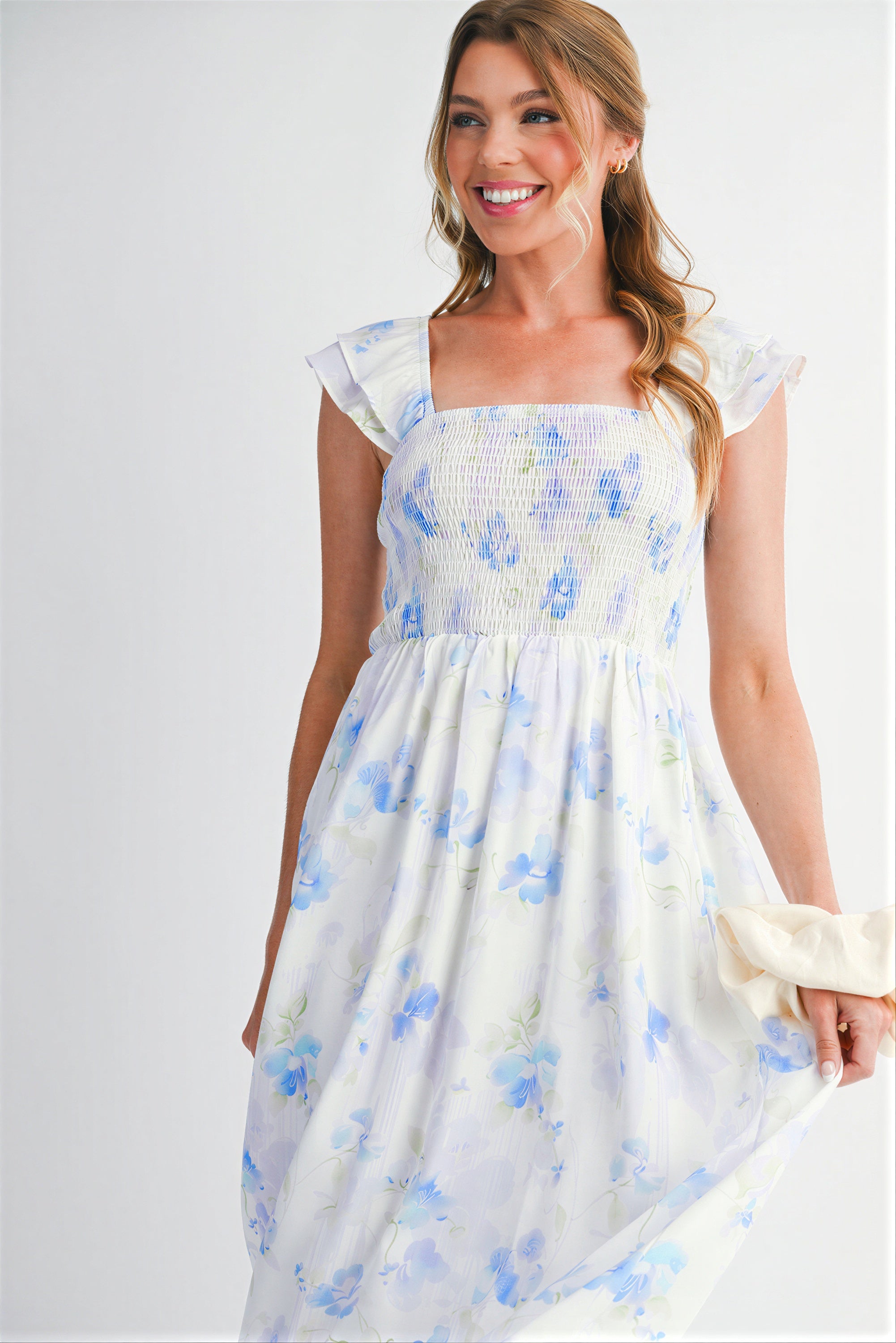 Kleid | Gestepptes Oberteil und Blumenmuster | Frühling/Sommer