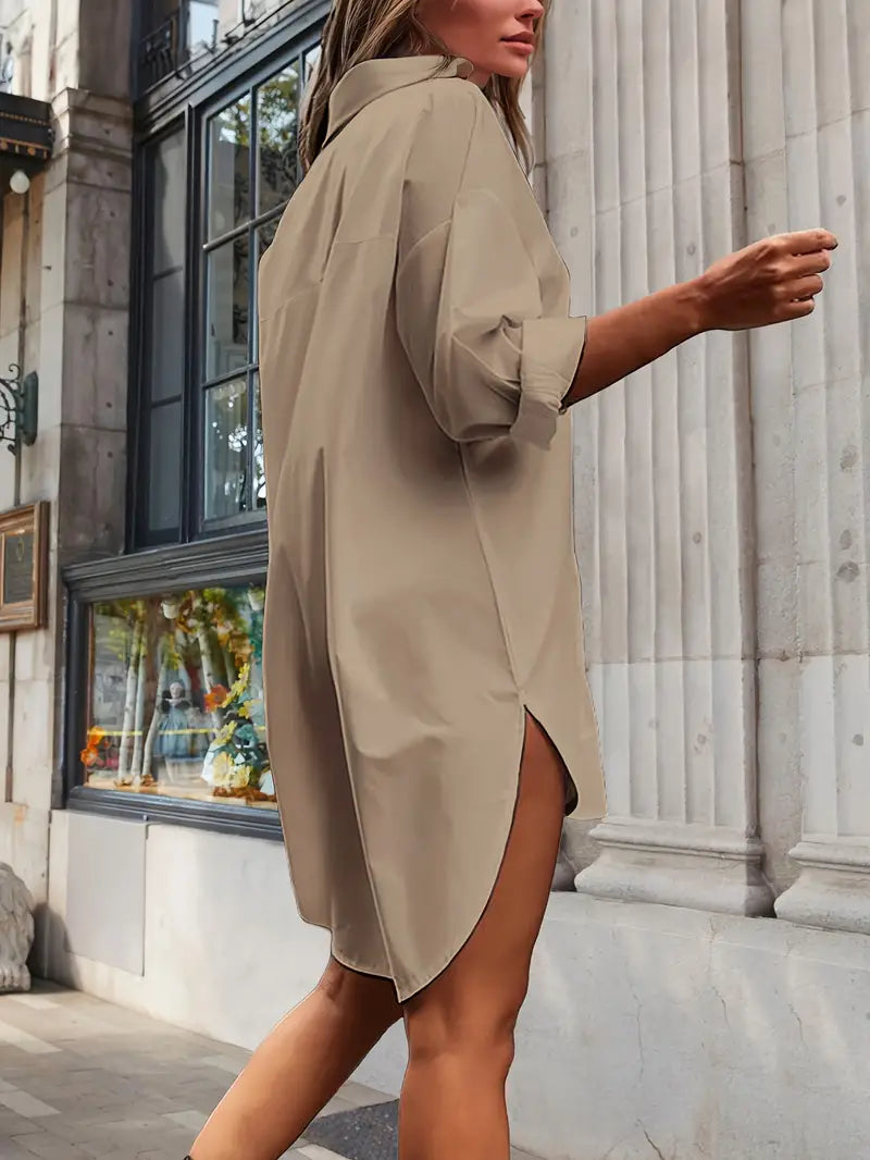 Hemdblusenkleid mit High-Low-Saum