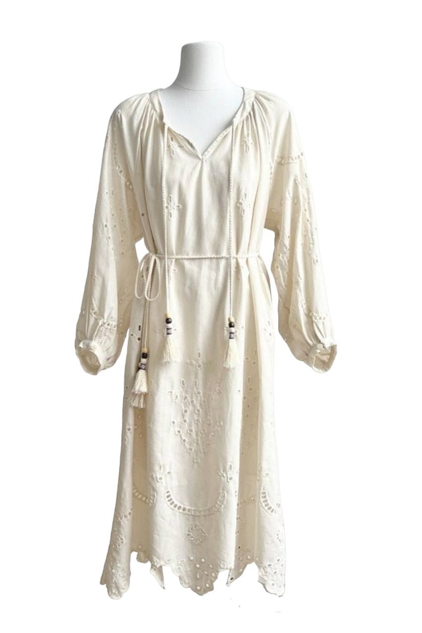 Boho-Chic Midikleid mit Stickerei-Details