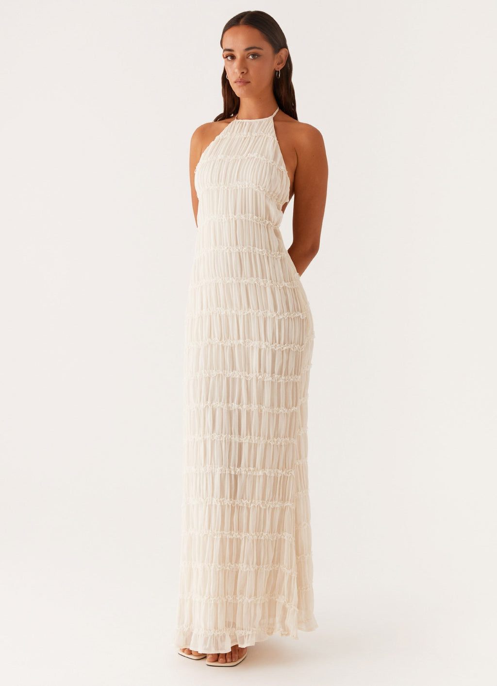 Damen Maxi-Kleid mit Halter-Ausschnitt und Texturstoff, elegant-83499-4038ce20-5559-4034-8927-20d0a63c0aa3