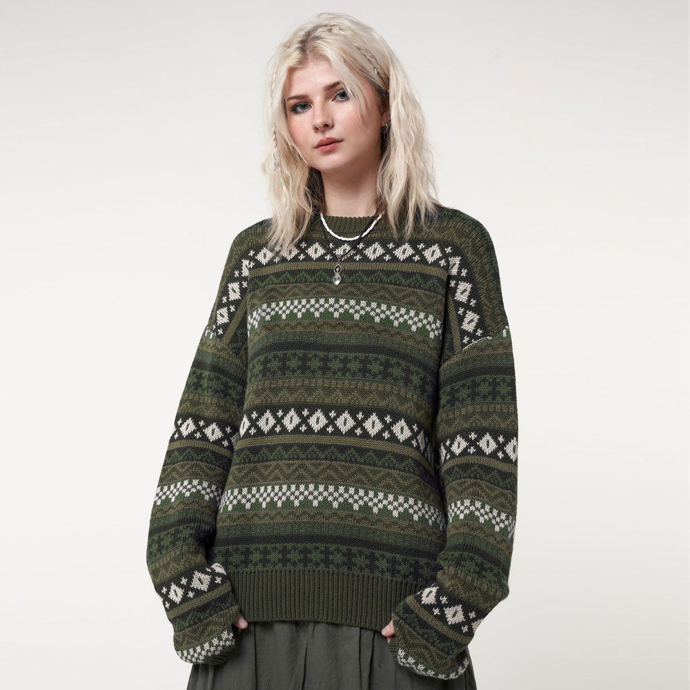 Jacquard Pullover Abrielle in Grün