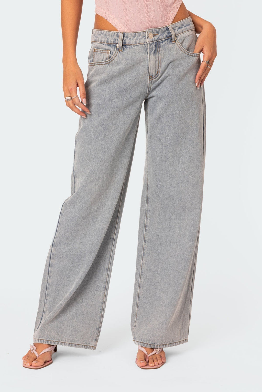 Damen Jeans – Helle Waschung, Schleifen-Stickerei, Wide Leg Passform-83512-4d9927a2-e76e-4e90-9951-53a21ca16254