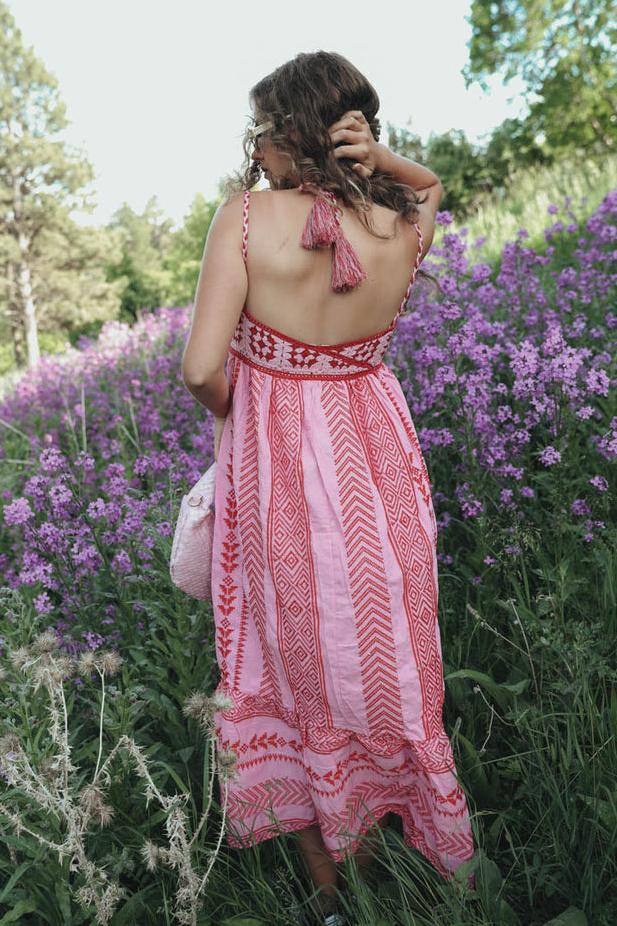 Böhmisches Maxikleid mit Stickerei