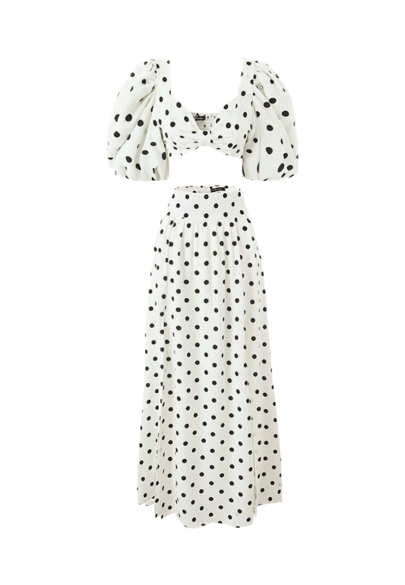 Sommerliches Punktmuster-Kleid mit Schlitz