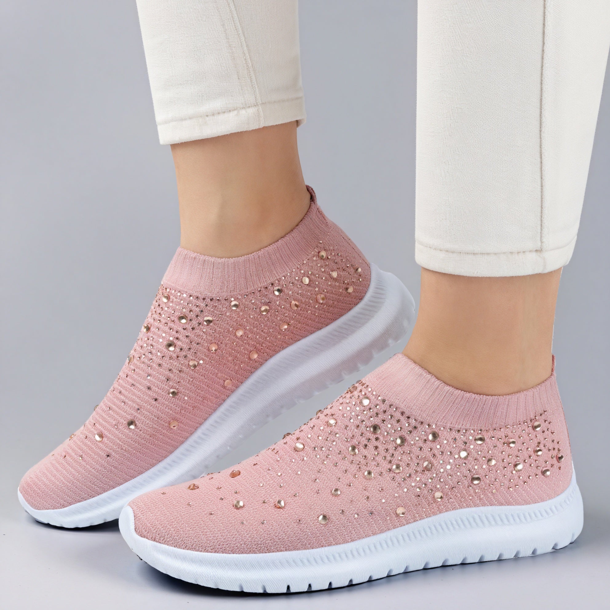 Glitzernde Strick-Sneakers zum Reinschlüpfen