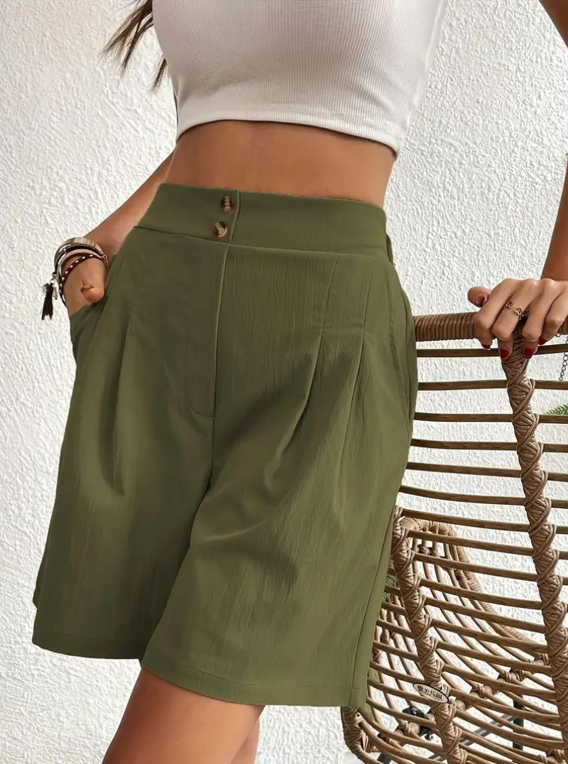 Damen Shorts – Hochtailliert, Bundfalten, mit Taschen-82558-586b28a7-289a-41c0-914b-3da98d7da8a1