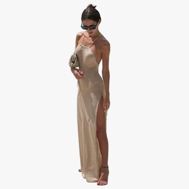 Elegantes Sommerkleid mit hohem Schlitz