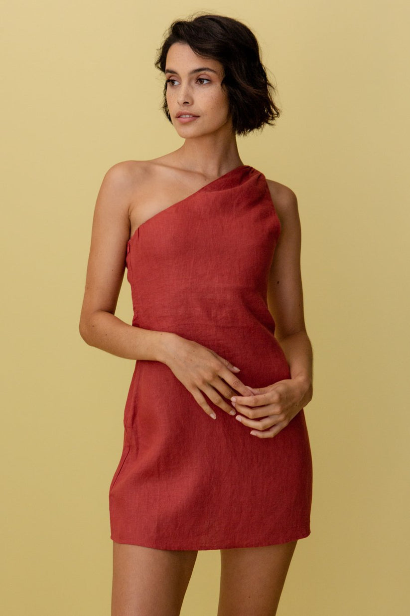 Kleidhaus Damen One-Shoulder Mini-Kleid – Leinen-83276-629bd8a9-1c18-4565-a99d-f43ef01c4e34