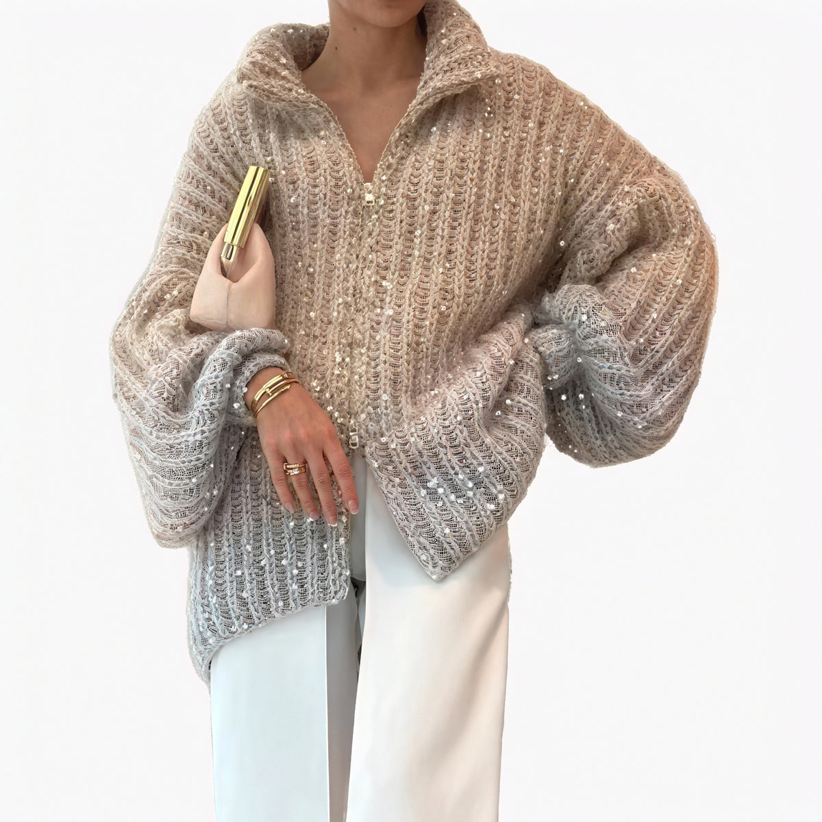Elegantes Maxikleid mit Strickjacke