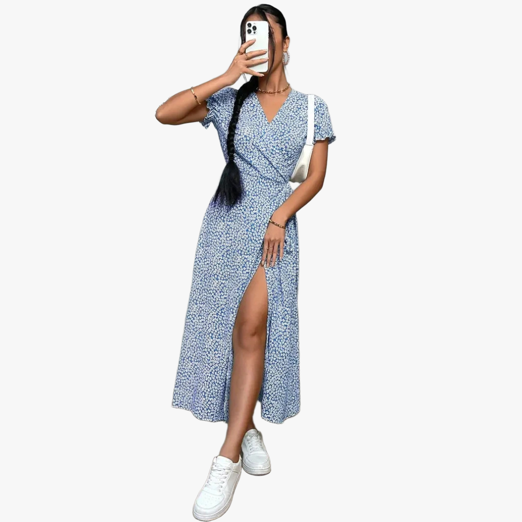 Feminines Maxi-Kleid mit Wickeldesign
