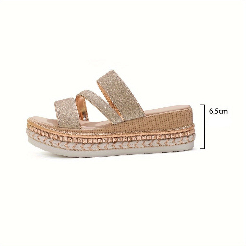 Glamouröse Plateau-Sandalen mit Glitzer