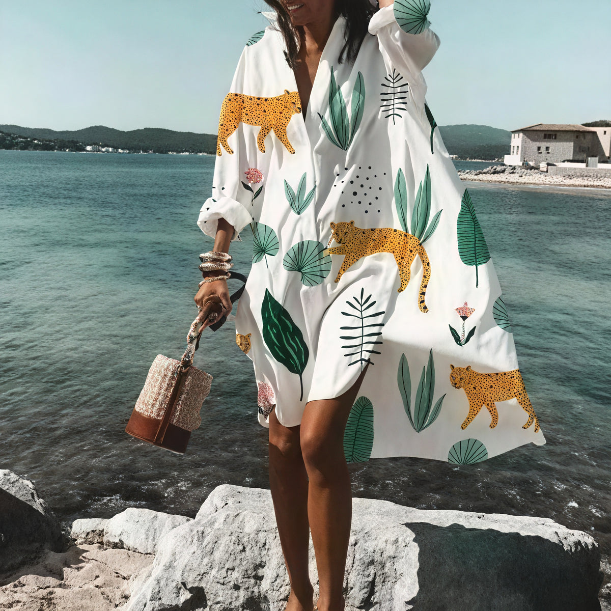 Oversized Sommerkleid mit Knopfleiste