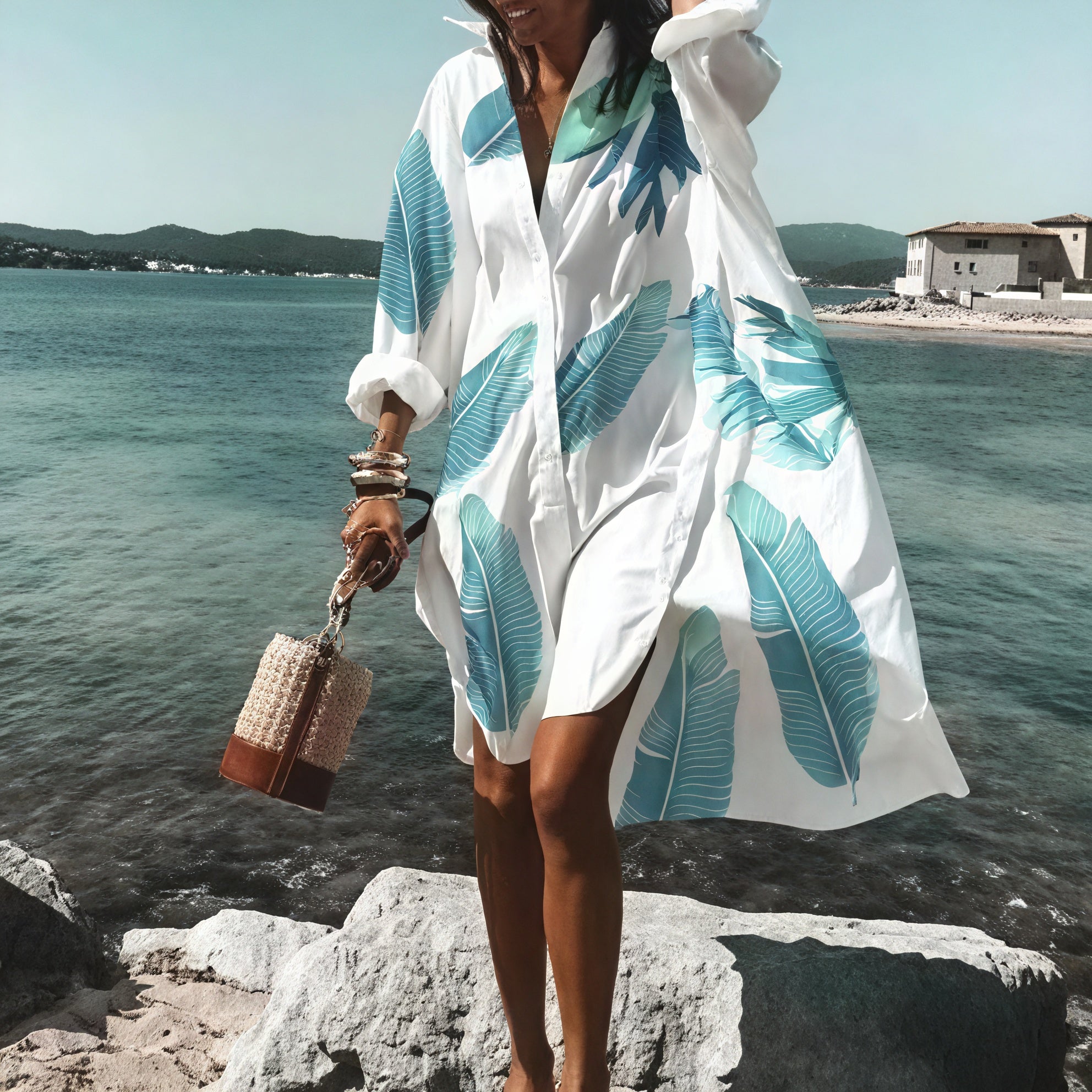 Oversized Sommerkleid mit Knopfleiste