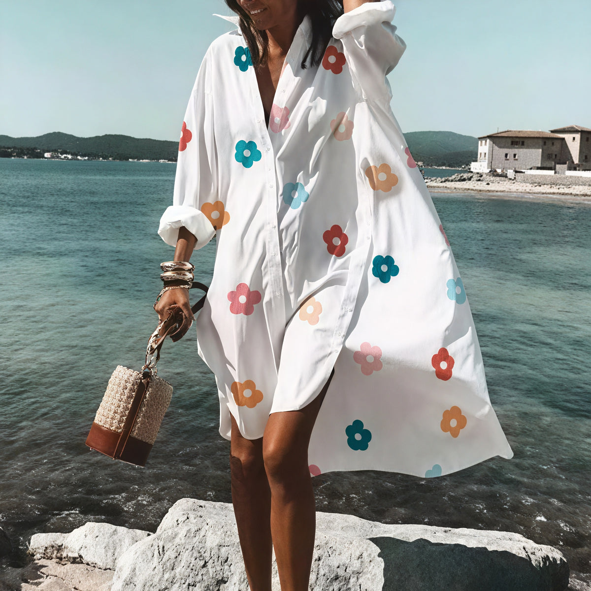 Oversized Sommerkleid mit Knopfleiste