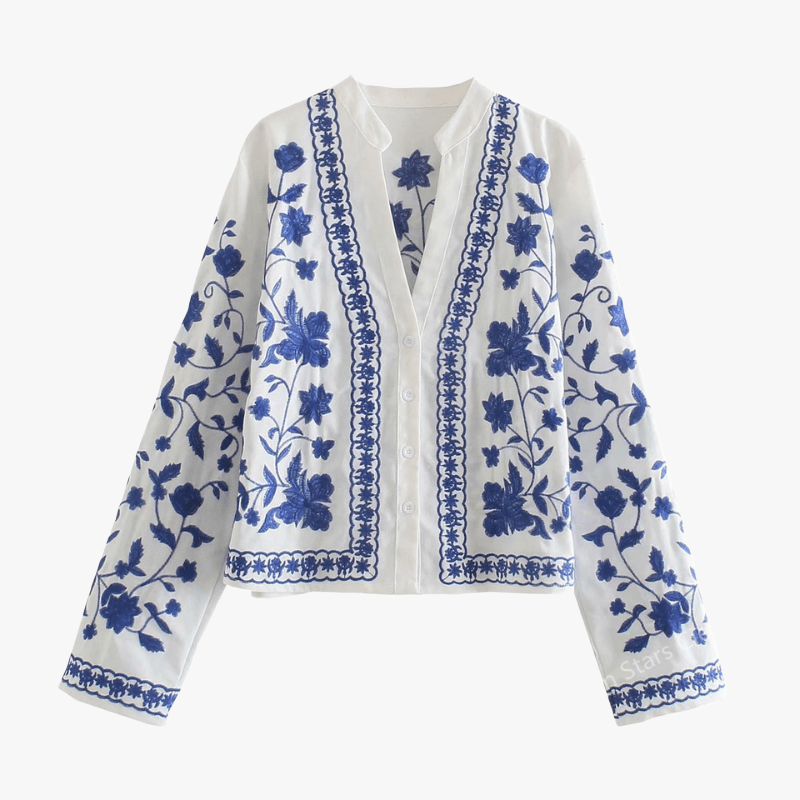 Bohemian Stil Jacke mit Stickerei