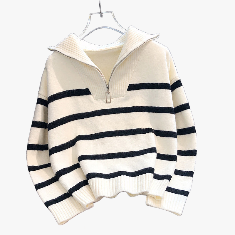 Stylischer Pullover mit halbem Reißverschluss