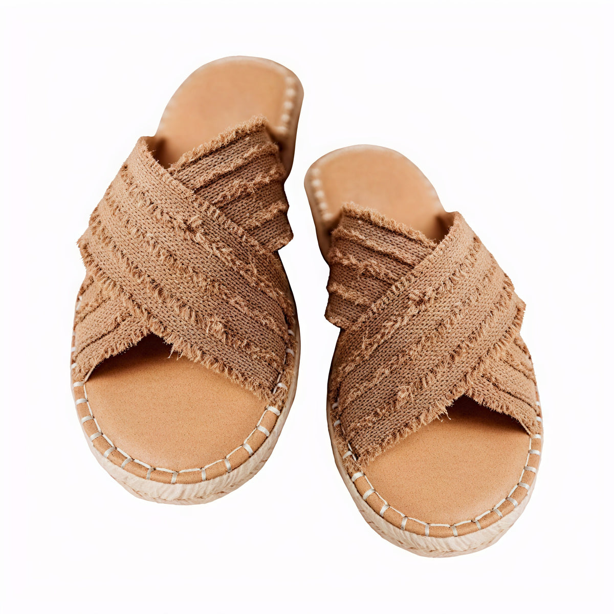 Damen Sandalen mit Kreuzriemen, Seilsohle und Textil-Obermaterial – Casual Stil-72720-484f79dd-aaf8-4369-9f28-4e080e970ca7