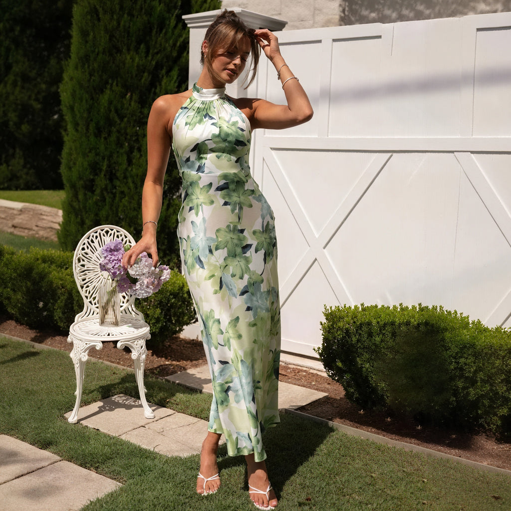Elegantes, florales Maxikleid