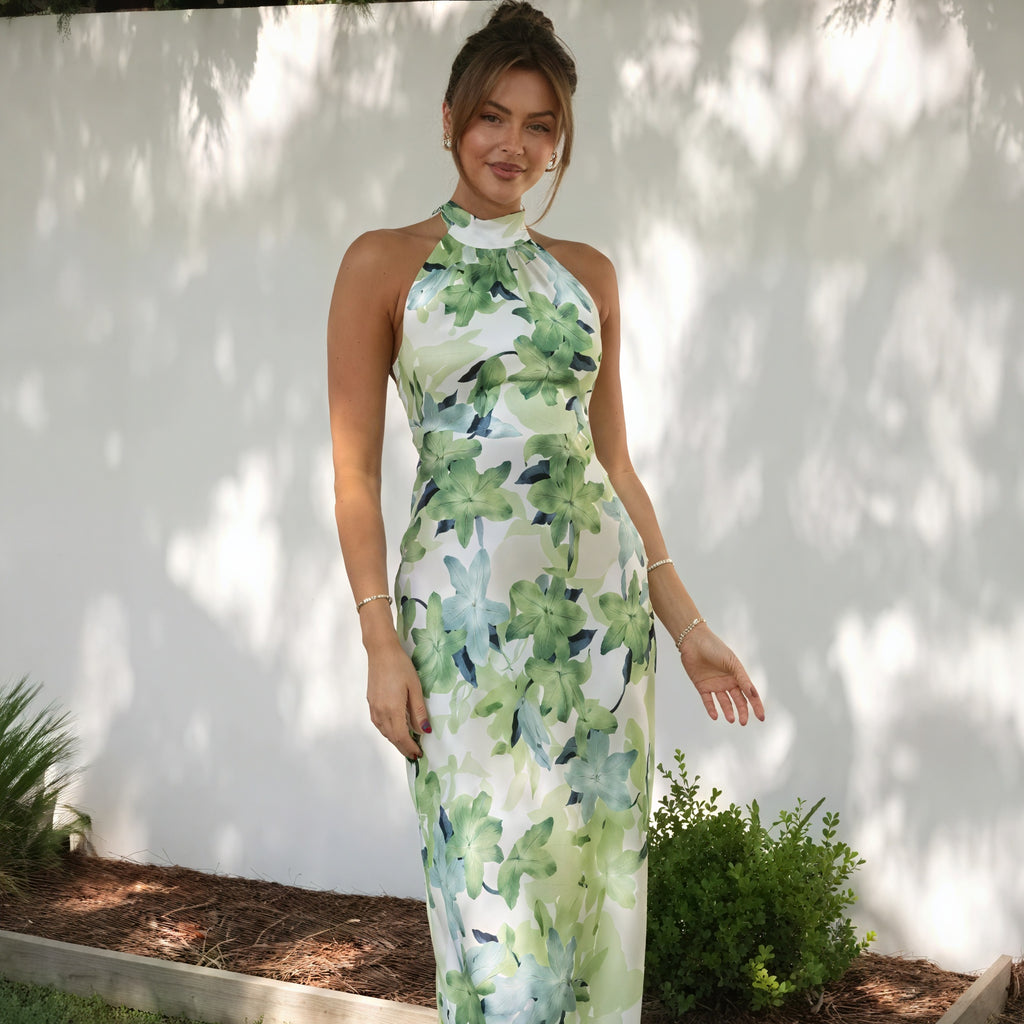 Elegantes, florales Maxikleid