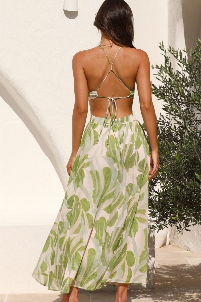 Elegantes Maxikleid mit Blätterprint