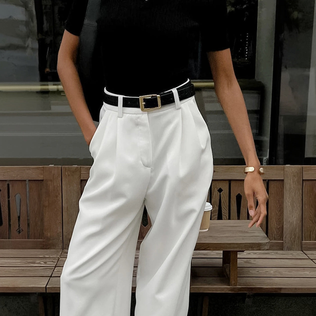 Elegante High-Waist Wide-Leg Hose