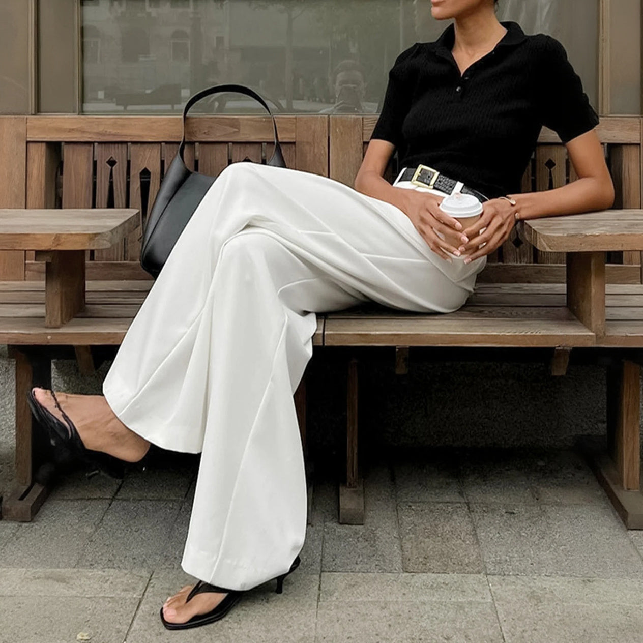 Elegante High-Waist Wide-Leg Hose